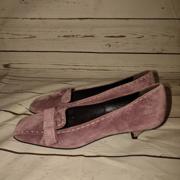 Prada Pink Suede Heels Size 6 - Picture 2 of 6